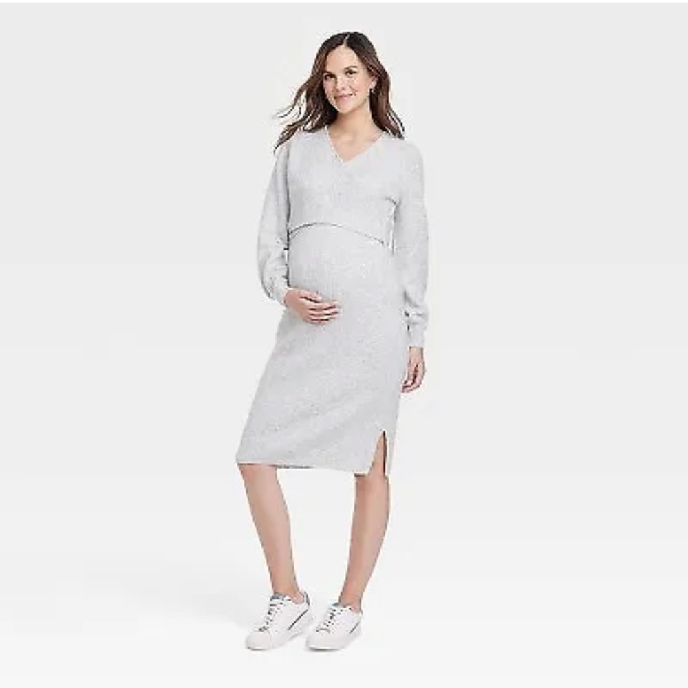 Isabel Maternity by Ingrid & Isabel Gray Long Sleeve Dress